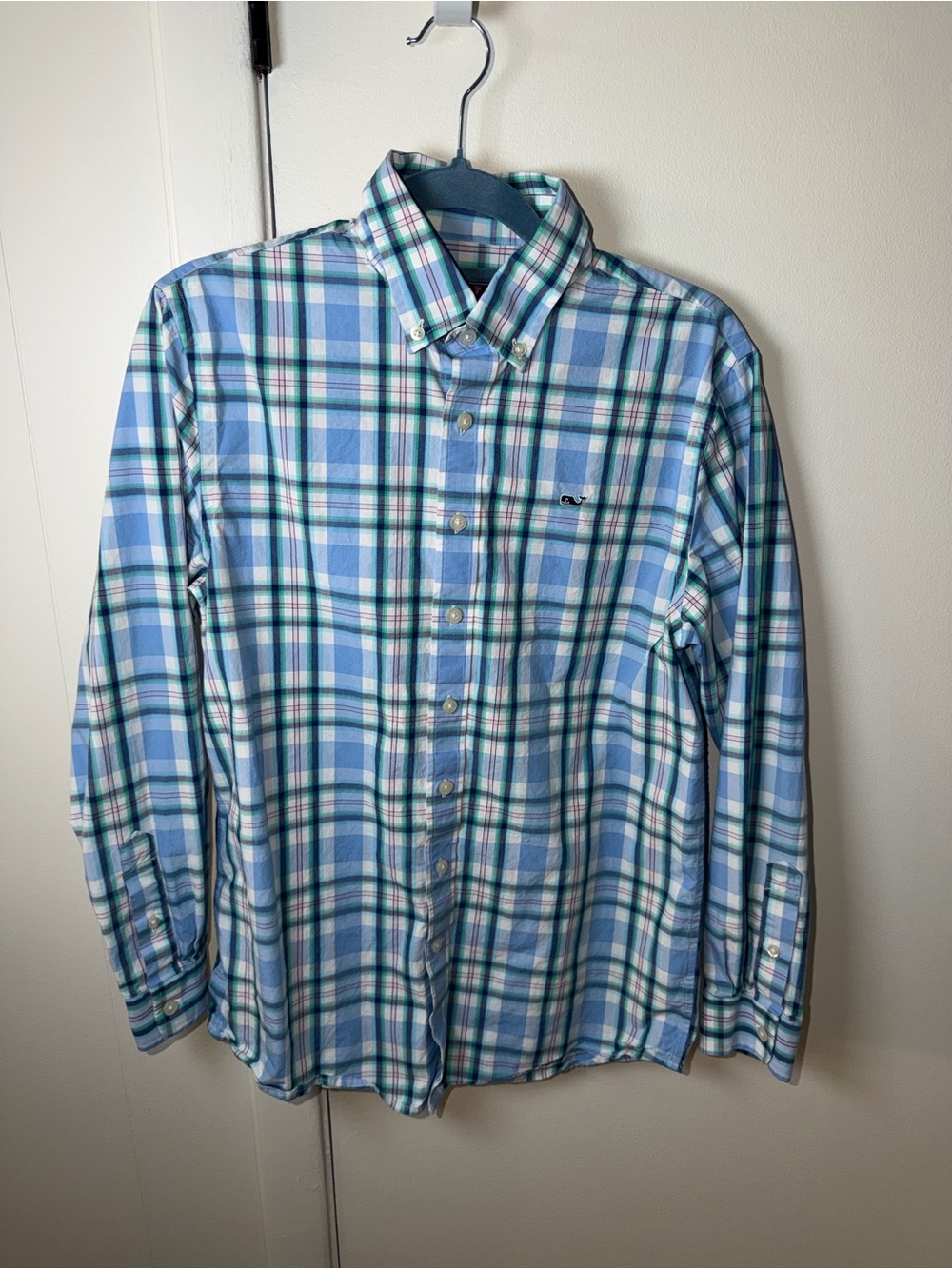 Vineyard Vines Boys Plaid Button‑Down Shirt | Large 16 | GUC